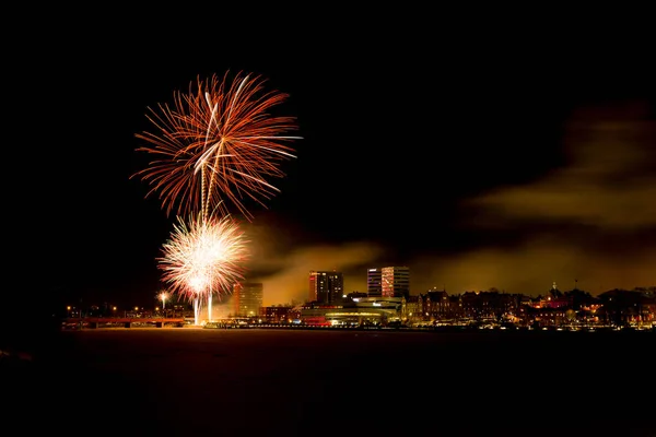 Umea Sweden January 2019 New Year Celebration Fireworks — Stock Photo, Image