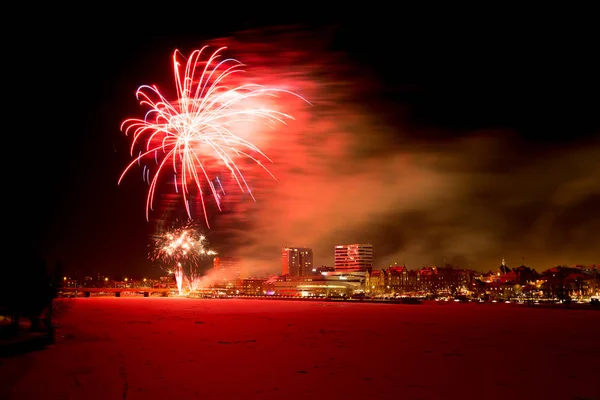Umea Sweden January 2019 New Year Celebration Fireworks — Stock Photo, Image