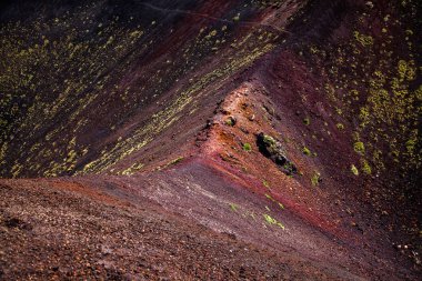 Etna Milli Parkı krater, Catania, Sicilya ile volkanik manzara panoramik
