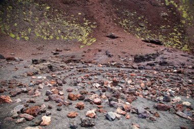 Etna Milli Parkı krater, Catania, Sicilya ile volkanik manzara panoramik
