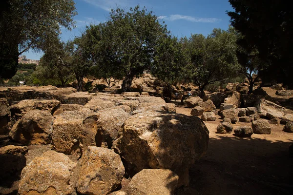 Pohled Ruiny Údolí Chrámů Agrigento Sicílii Itálie — Stock fotografie