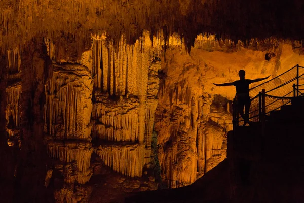 Neptune Grotto Stalactite Cave Town Alghero Island Sardinia Italy — Stock Photo, Image