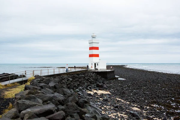 Vecchio Faro Gardur Islanda Bellissimo Paesaggio Islanda Oceano Atlantico — Foto Stock