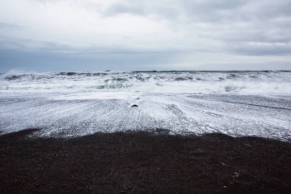 Obraz Černé Písečné Pláže Poblíž Vik Jižní Pobřeží Islandu Bílá — Stock fotografie