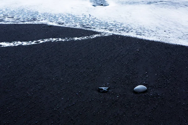 Bild Vom Schwarzen Sandstrand Der Nähe Von Vik Der Südküste — Stockfoto