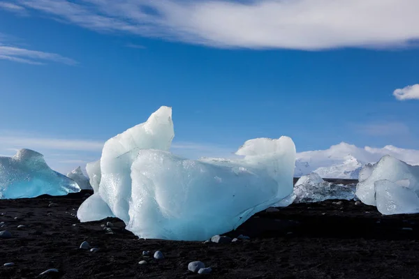 Diamantstrand Island Eis Schwarzen Strand Der Nähe Der Gletscherlagune Jokulsarlon — Stockfoto