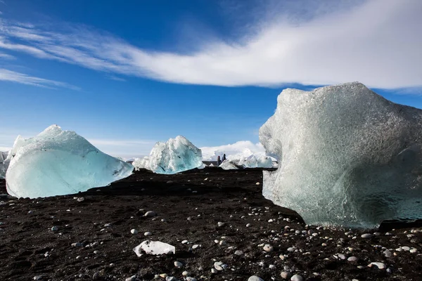 Diamond Beach Island Led Černou Pláž Poblíž Jokulsarlon Lagoon Ledovec — Stock fotografie