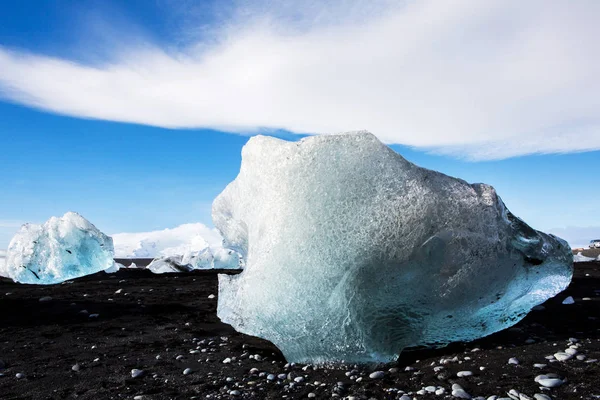 Diamond Beach Islândia Gelo Praia Negra Perto Lagoa Glaciar Jokulsarlon — Fotografia de Stock