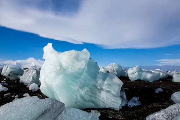 Diamond Beach Islândia Gelo Praia Negra Perto Lagoa Glaciar Jokulsarlon — Fotografia de Stock