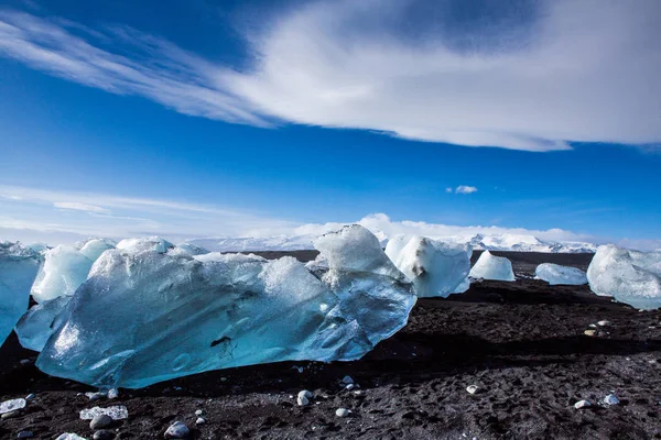 Diamond Beach Ijsland Ijs Het Zwarte Strand Buurt Van Jokulsarlon — Stockfoto