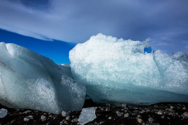 Diamond Beach Islândia Gelo Praia Negra Perto Lagoa Glaciar Jokulsarlon — Fotografia de Stock