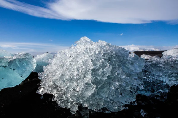 Diamond Beach Iceland Ice Black Beach Jokulsarlon Glacier Lagoon Glacier — Stock Photo, Image