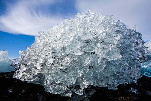 Діамантовий Берег Ісландії Лід Чорного Моря Недалеко Від Jokulsarlon Льодовика — стокове фото