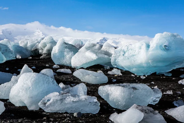 Diamond Beach Izland Jég Fekete Jokulsarlon Gleccser Lagúna Strandon Izlandi — Stock Fotó