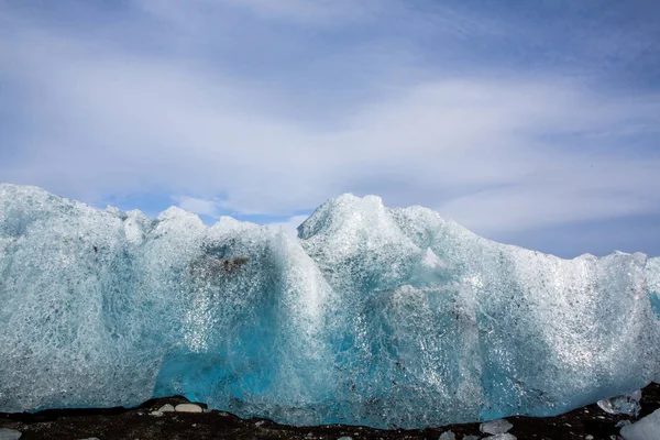 Diamond Beach Island Led Černou Pláž Poblíž Jokulsarlon Lagoon Ledovec — Stock fotografie