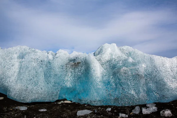 Diamond Beach Islanda Ghiaccio Sulla Spiaggia Nera Vicino Alla Laguna — Foto Stock