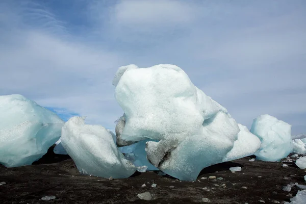 Diamond Beach Islanda Ghiaccio Sulla Spiaggia Nera Vicino Alla Laguna — Foto Stock