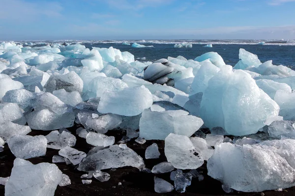 Diamond Beach Iceland Ice Black Beach Jokulsarlon Glacier Lagoon Glacier — Stock Photo, Image