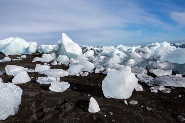 Diamond Beach Islande Glace Sur Plage Noire Près Lagune Glacier — Photo