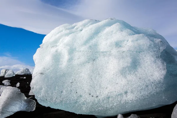 Diamond Beach Izland Jég Fekete Jokulsarlon Gleccser Lagúna Strandon Izlandi — Stock Fotó