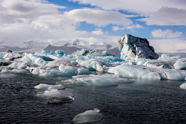 Islandského Ledovce Známé Ledovcové Laguny Krásná Zima Krajina Obrázek Ledovcová — Stock fotografie