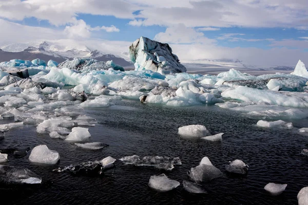 Geleiras Islândia Famosa Lagoa Glaciar Belo Quadro Paisagem Fria Baía — Fotografia de Stock