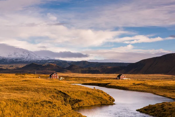 Вид Ландшафт Исландии Живописный Закат Над Пейзажами — стоковое фото