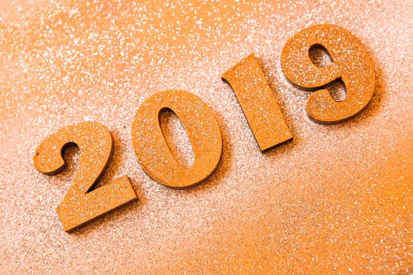 Nieuwjaar Concept Happy New Year Banner Met Goud 2019 Nummers — Stockfoto