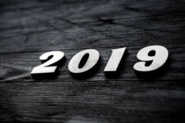New Year Concept Happy New Year Banner Gold 2019 Numbers — Stock Photo, Image