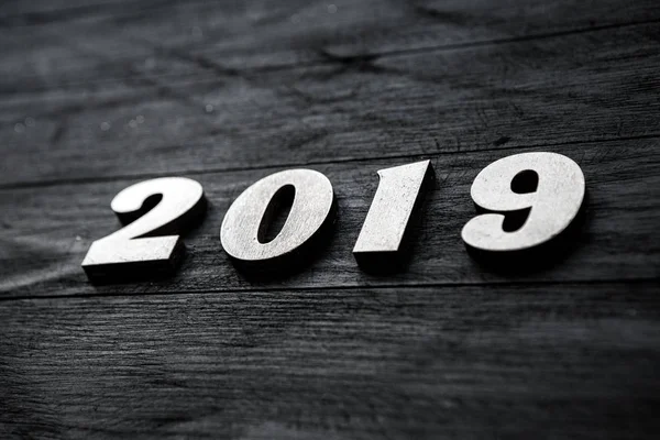 Nieuwjaar Concept Happy New Year Banner Met Goud 2019 Nummers — Stockfoto