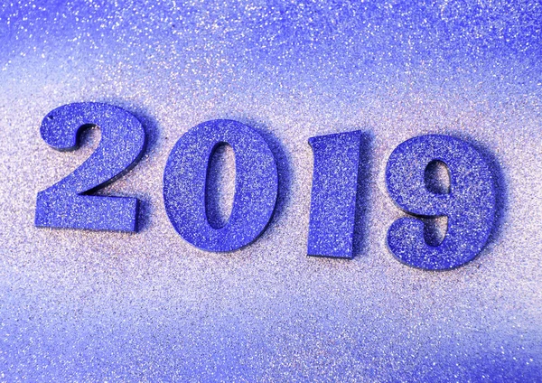 Nieuwjaar Concept Happy New Year Banner Met Goud 2019 Nummers — Stockfoto