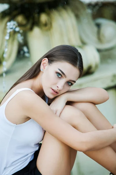 Hermosa Cara Mujer Retrato Belleza Cuidado Piel Concepto Modelo Belleza — Foto de Stock