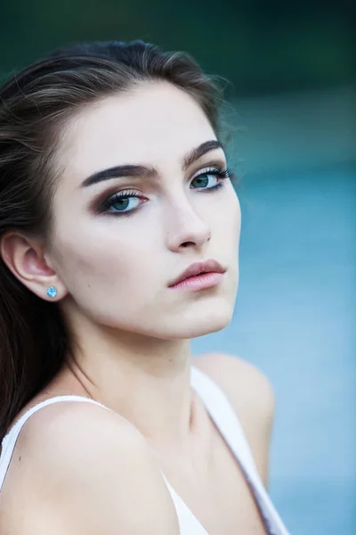Hermosa Cara Mujer Retrato Belleza Cuidado Piel Concepto Modelo Belleza — Foto de Stock