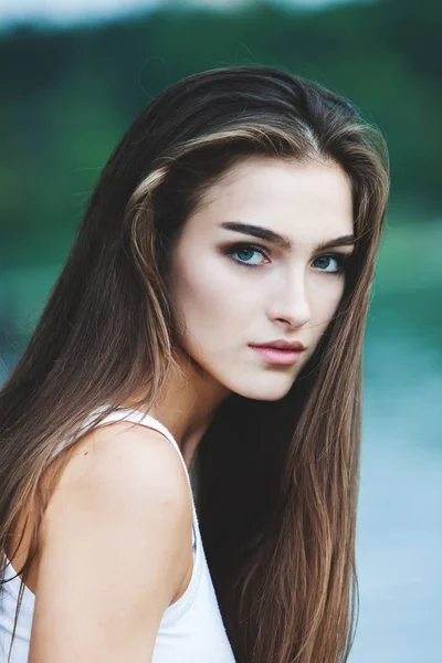 美丽的女人脸肖像美容皮肤护理概念 时尚美容模特儿 — 图库照片