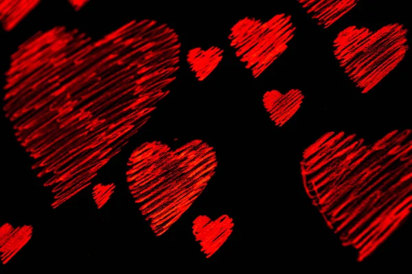 バレンタインの日 バレンタインの日のグリーティング カード 木製の背景に心 愛の心 — ストック写真