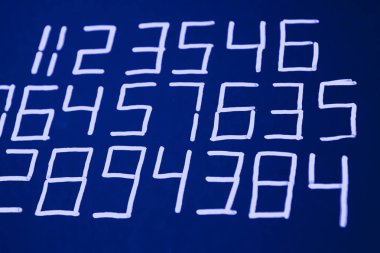 Sayıların arka planı. sıfırdan dokuz. Matematiksel denklemler ve formüller. Sayılar dokusu