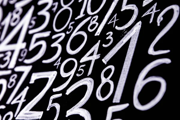 Bakgrund Siffror Från Noll Till Nio Matematiska Ekvationer Och Formler — Stockfoto