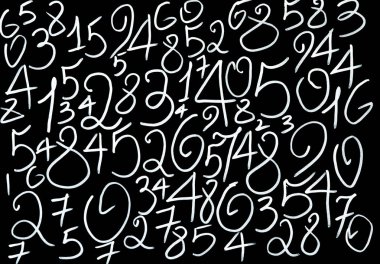 Rakamların geçmişi. Sıfırdan dokuza kadar. Sayıların dokusu. Para birimi sembolleri. Numeroloji. Matematik denklemleri ve formülleri