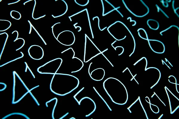 番号の背景 0から9までです 数字のテクスチャ 通貨記号 数値学 数学の方程式 — ストック写真