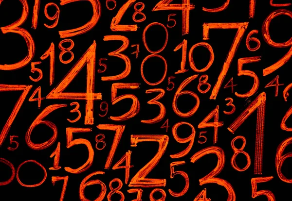 Számok Háttere Nulláról Kilencre Számok Textúra Pénznem Szimbólumok Numerológia Matematikai — Stock Fotó