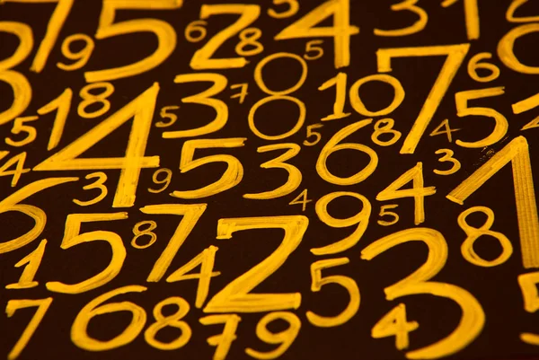 Számok Háttere Nulláról Kilencre Számok Textúra Pénznem Szimbólumok Numerológia Matematikai — Stock Fotó