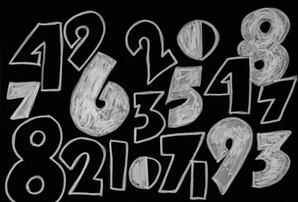 番号の背景 0から9までです 数字のテクスチャ 通貨記号 数値学 数学の方程式 — ストック写真