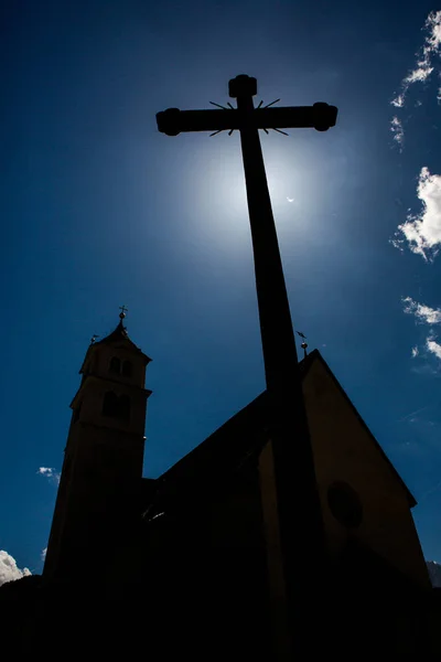 Conceito Cruz Religião Símbolo Silhueta Sobre Céu Concepção Fundo Religião — Fotografia de Stock