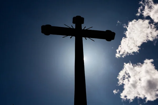 Concepto Cruz Religión Símbolo Silueta Sobre Cielo Concepto Fondo Religioso —  Fotos de Stock