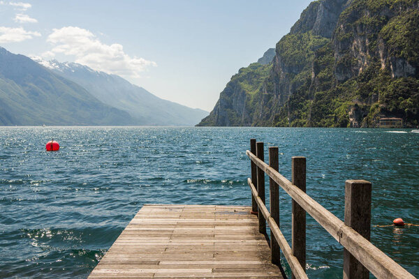 Summer view over of lake Garda in Italy, Europe. Beautiful landscape with lake.