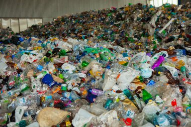 Chisinau, Moldova - 24 Mayıs 2019: Chisinau, Moldova'da çöp geri dönüşüm merkezi. Ayrı çöp toplama. Kirlilik kavramı. Çöp.