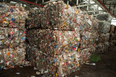 Chisinau, Moldova - 24 Mayıs 2019: Chisinau, Moldova'da çöp geri dönüşüm merkezi. Ayrı çöp toplama. Kirlilik kavramı. Çöp.