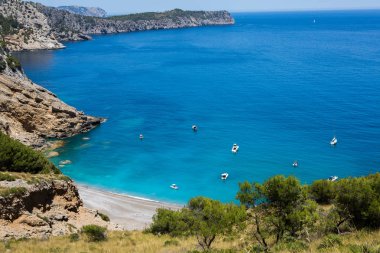 İspanya'nın Mallorca Balear adaları Alcudia koyunda Coll Baix plaj. Tropik cennet plajı. Yaz tatili seyahat tatil arka plan kavramı