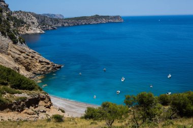İspanya'nın Mallorca Balear adaları Alcudia koyunda Coll Baix plaj. Tropik cennet plajı. Yaz tatili seyahat tatil arka plan kavramı