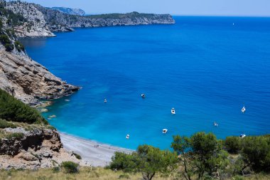 İspanya'nın Mallorca Balear adaları Alcudia koyunda Coll Baix plaj. Tropik cennet plajı. Yaz tatili seyahat tatil arka plan kavramı